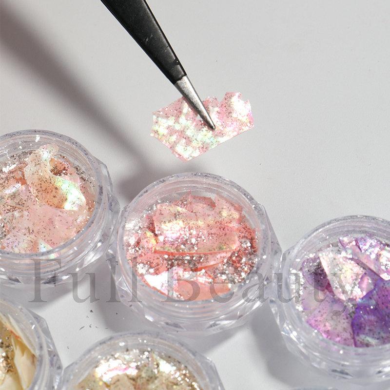 1 SET Neue Nail Art Pailletten, Symphonie Highlight Rosa Perlmutt Bohai Bucht Scheiben Unregelmäßige Muschelschalen Scheiben Nagel Schmuck