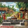 Colorful Village Life Digital printing polyester wall tapestry suitable for use in living rooms bedrooms offices bars party
