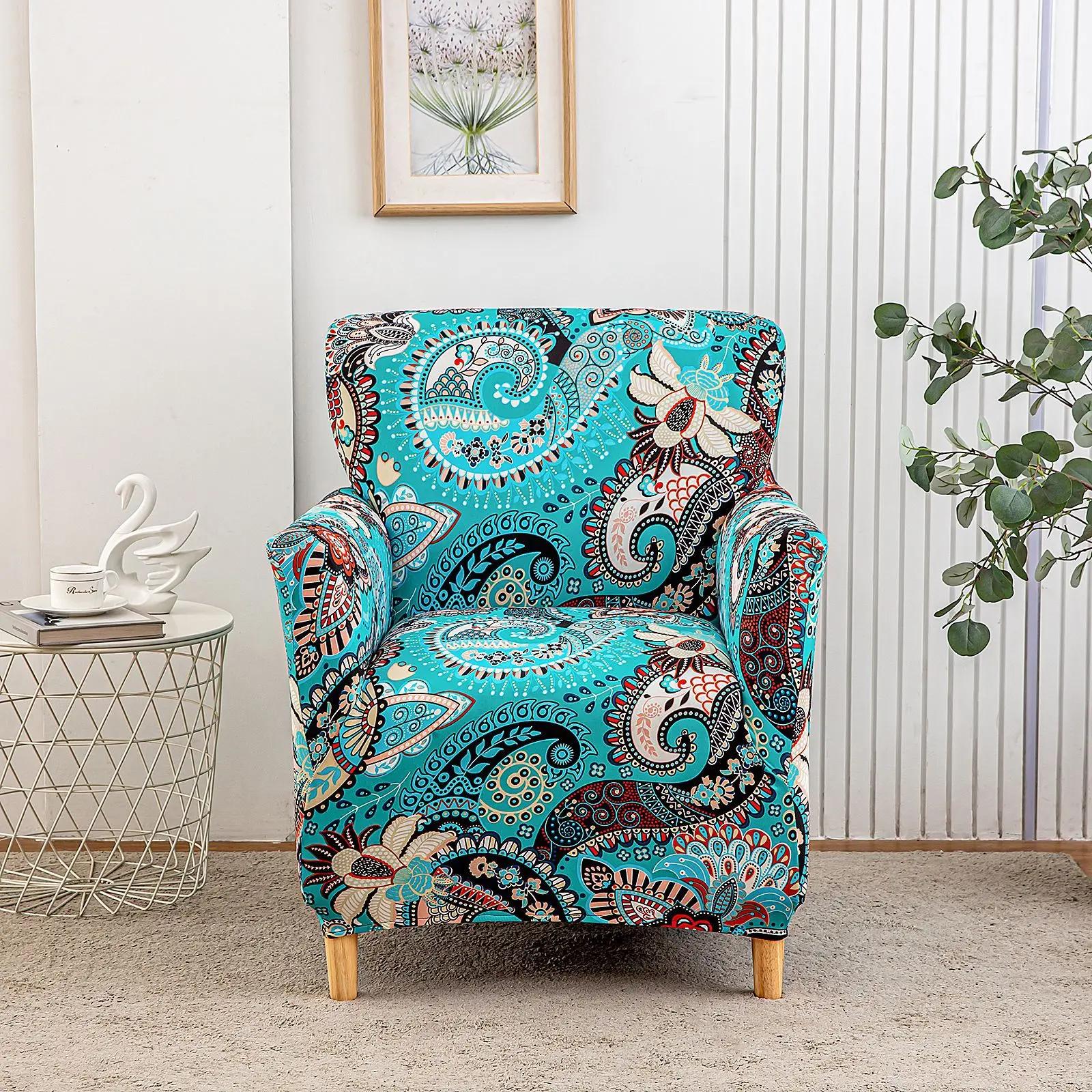 1шт эластичный чехол для дивана в клубе чехлы для кресел с цветочным принтом спандекс эластичный чехол для гостиной односпальный диван чехол для учебы барной стойки дома 2276₽