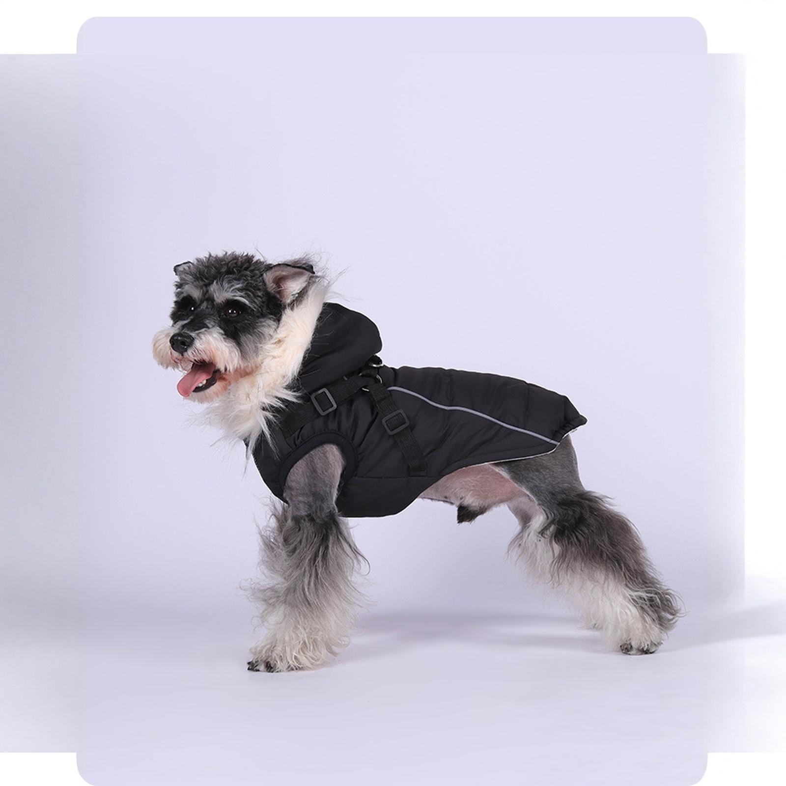 Furry Dog Winter Coat, Furry Winter Jacket, Furry Dog Coat, Windproof Snow Jacket with Zipper, for Small Medium Large Dogs L чёрный