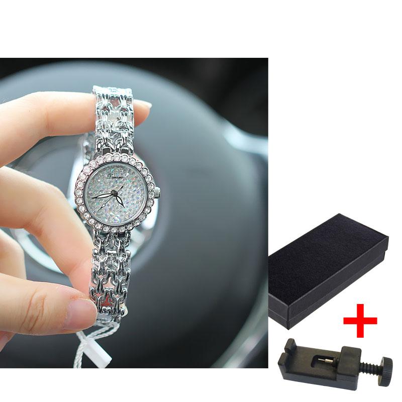 Модные брендовые женские часы с серебристым стальным браслетом и бриллиантовым браслетом Starry Sky Surface, кварцевые водонепроницаемые часы