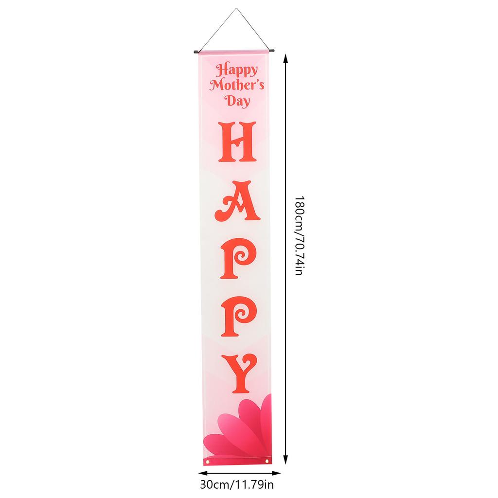 1Pair Mother's Day Banner Polyester Festive Hanging Wall Banner Garden Yard Door Decor Photo Prop Party Ornament Mother's Day