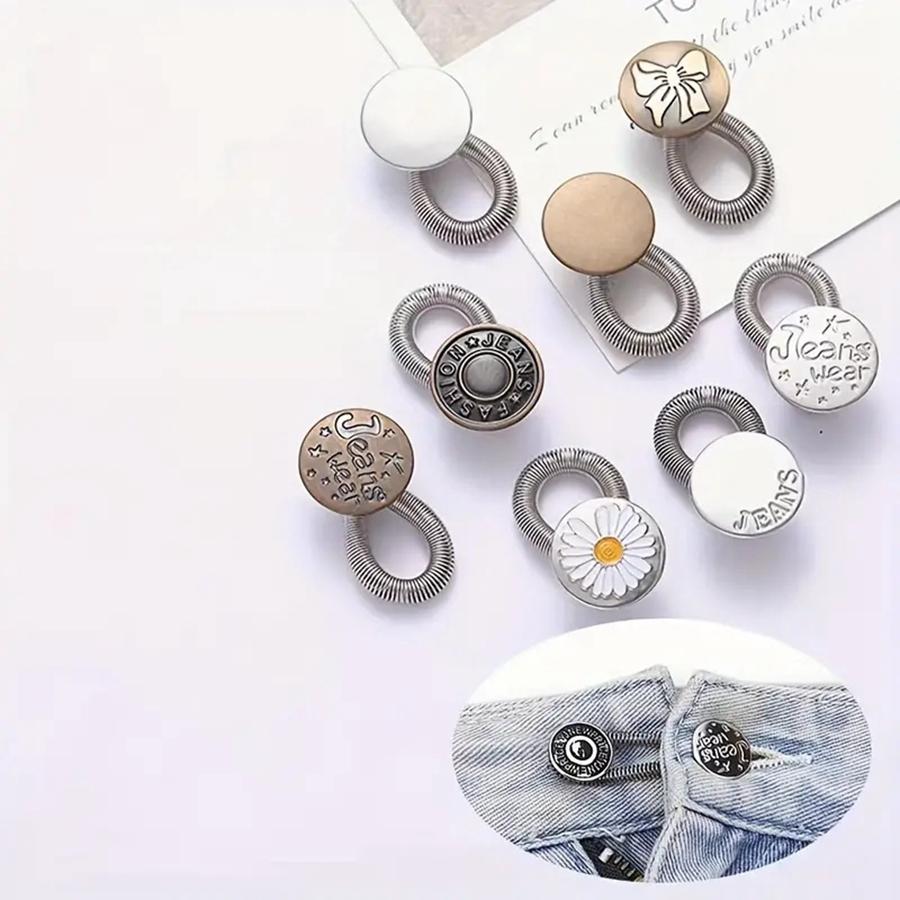 5 Stück Metall Elastische Feder Knopf Hosen Hosen Stretch Verlängerer Zubehör Taillenverlängerung Nähwerkzeug Jeans Knopf