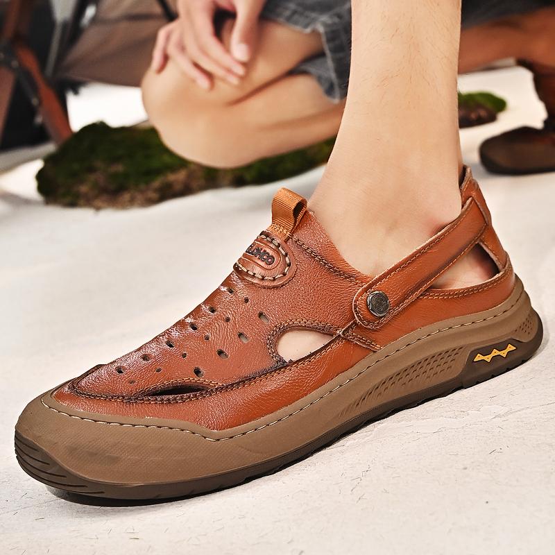 Fashion Men's Leather Sandals Summer Male Shoes Beach Sandals Comfortable Outdoor Casual Sneakers