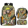 Primary School Students' New Naruto Cartoon Schoolbag Three-piece Backpack Large-capacity Backpack