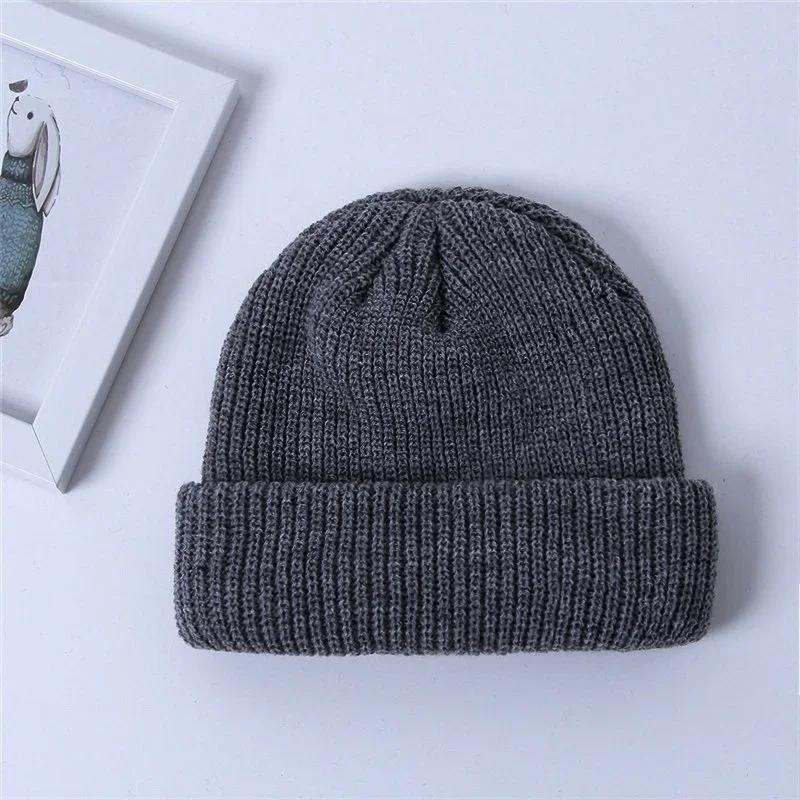 Autumn and Winter Fashion Adult Men Warm Casual Short Thread Hip Hop Hat Wool Knitted Skull Cap Elastic Hats Accessories Gifts