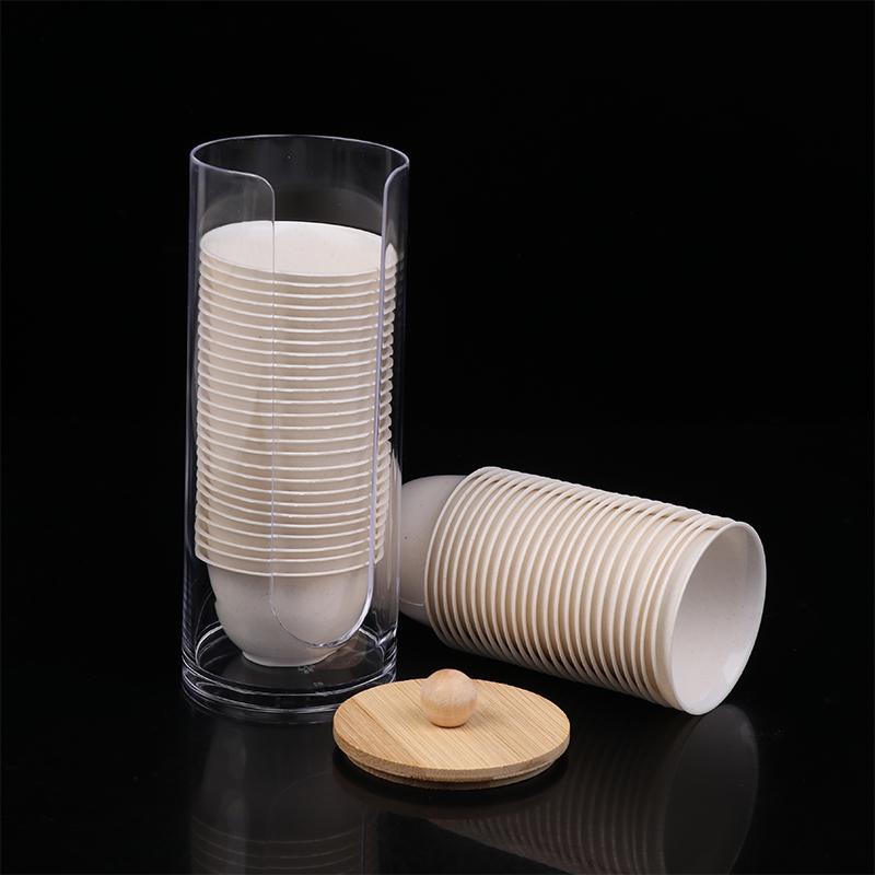 1Pc Transparent Cup Holder Or 50 Disposable Kung Fu Tea Cup Rice Husk Fiber Cup High Temperature Resistant Degradable Test Cups