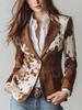 European & American Women's Suede Print Long-Sleeve Single-Breasted Jacket Suit
