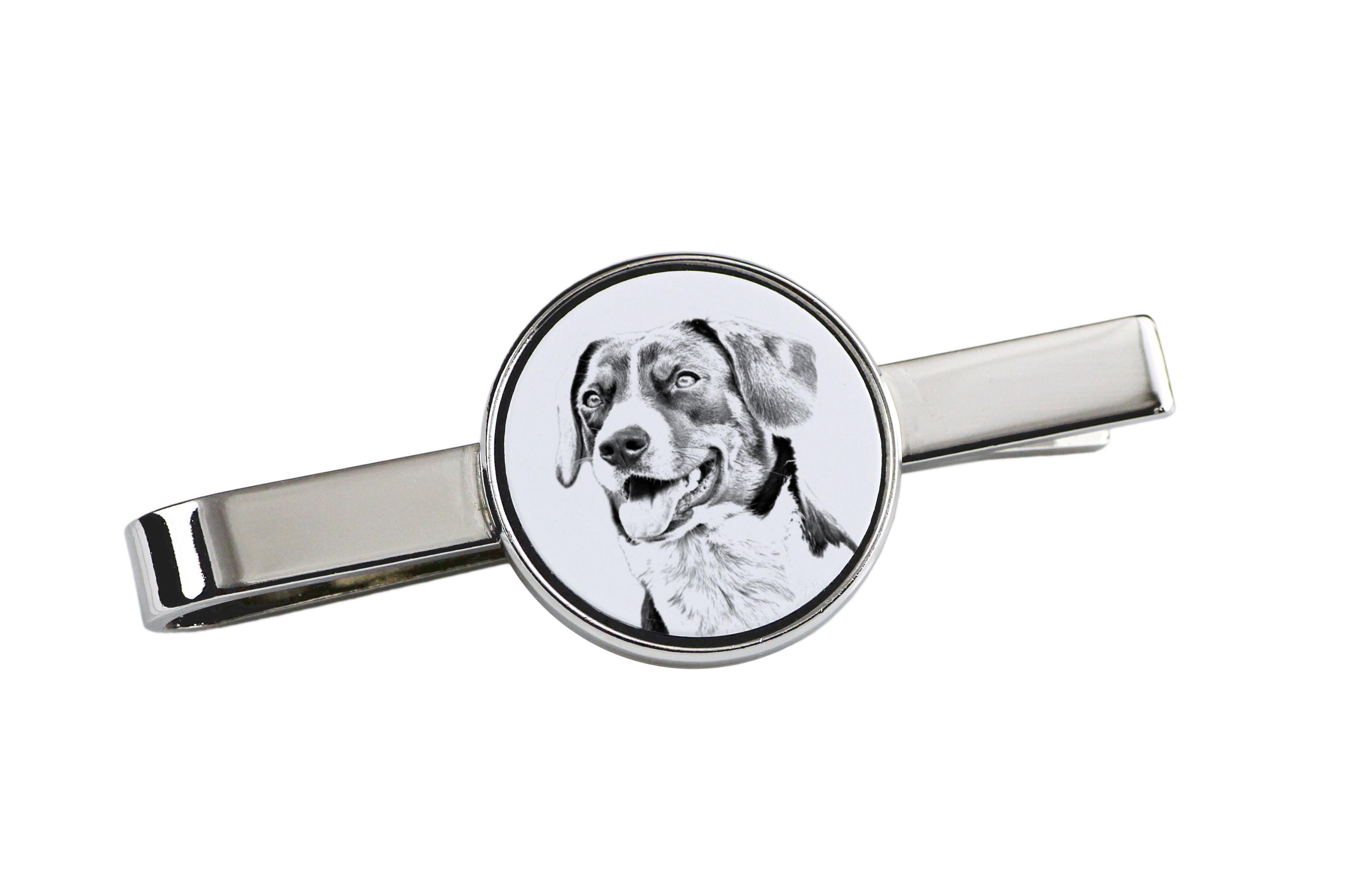 

Appenzell Cattle Dog, Appenzeller Sennenhund - tie clip with a dog, personalized tie clip, a unique gift for a man from the Art-Dog brand срібний