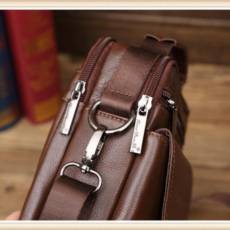 Genuine Leather Men's Messenger Bag 7-inch Mini One-shoulder Small Bag Multifunctional Backpack Cowhide Casual Men's Bag Handbag