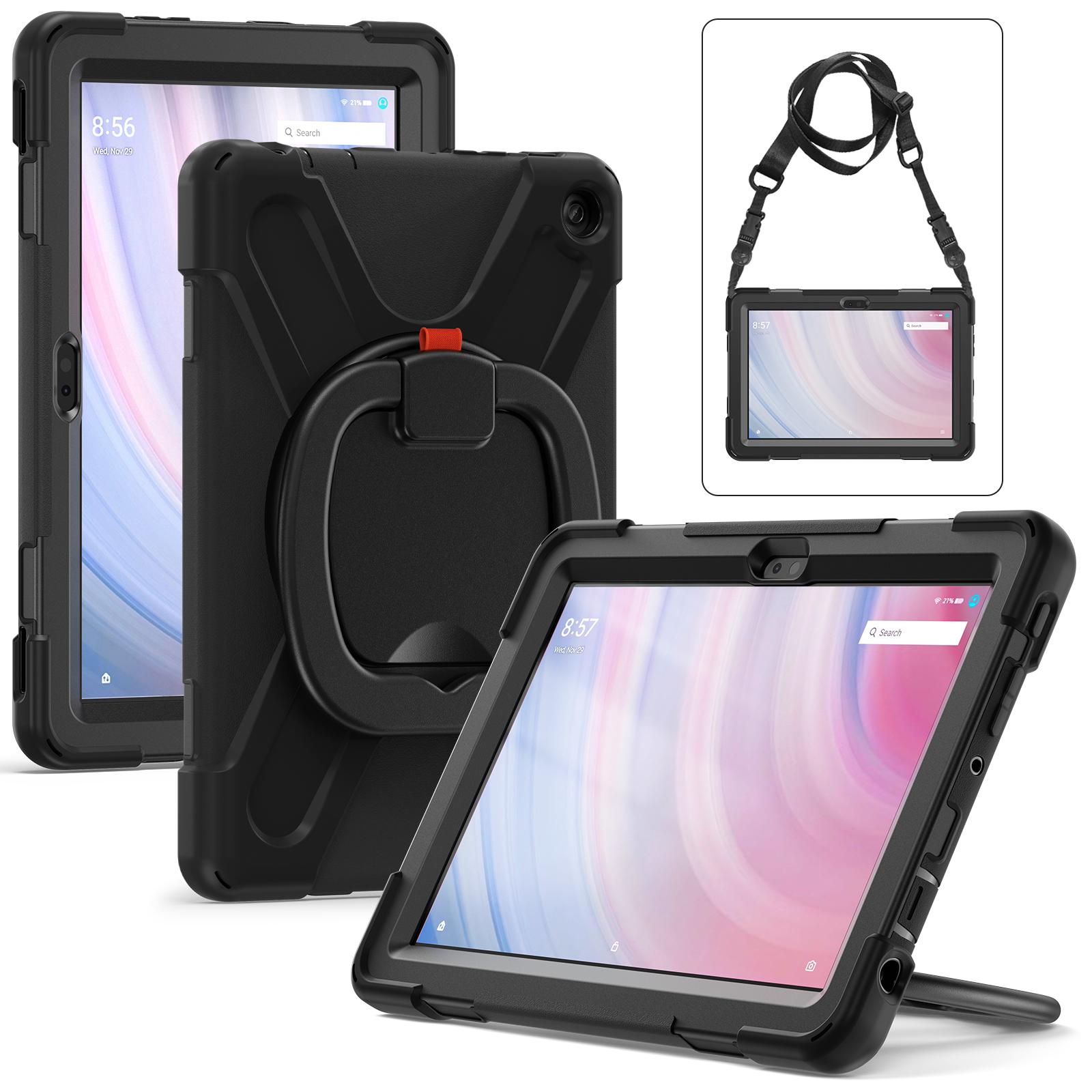 

360 Rotating Kids Case For Amazon Fire HD 10 2023 (13th Generation) 10.1 Heavy Duty Stand Cover Shockproof With Shoulder Strap Fire HD10 2023-13th чёрный