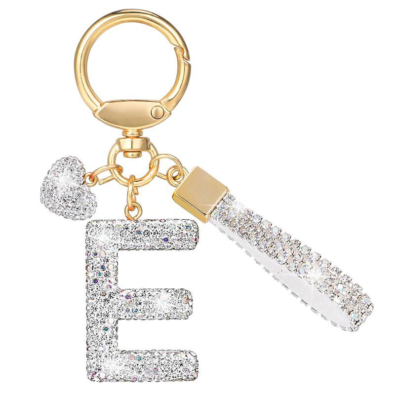 White Initial Keychain Shiny Cute A-Z Letter Key Chain Backpack Car Key Accessories Lanyard Couple Name Letter Pendant Gift