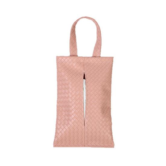 

Car Tissue Holder for Visor Hanging Napkin Dispenser with Woven Pattern Universal Armrest Tissue Case for Vehicle Interior рожевий