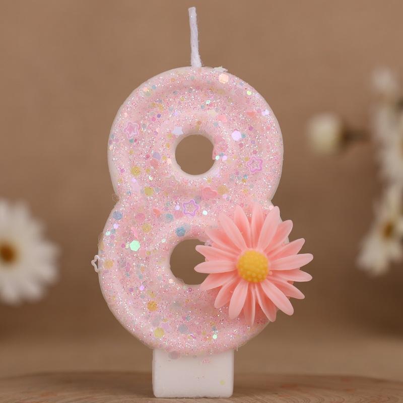 Creative Pink Sunflower Number Birthday Candle Cake Decoration 0-9 Number Candle