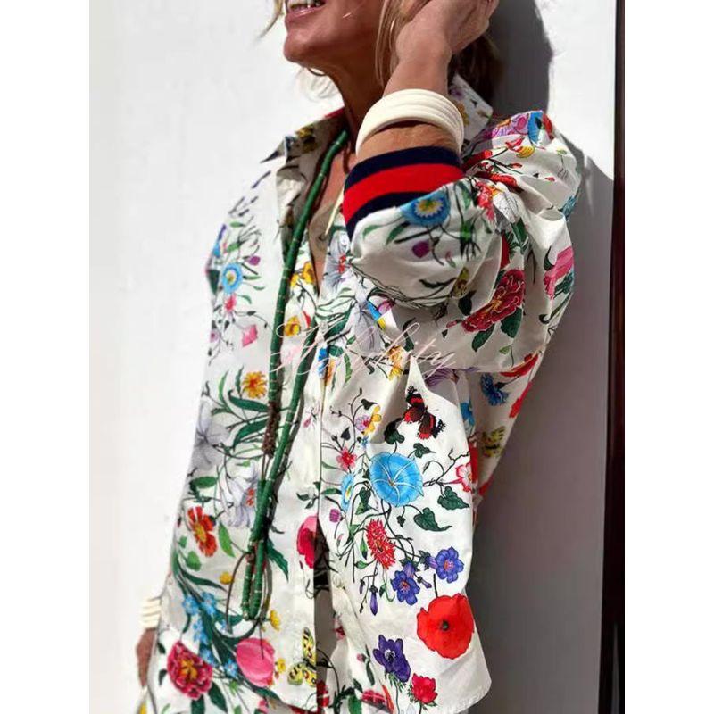 European and American Leisure Trousers Shirts Fashion Top Printed Set, Casual Pants, Shirt,