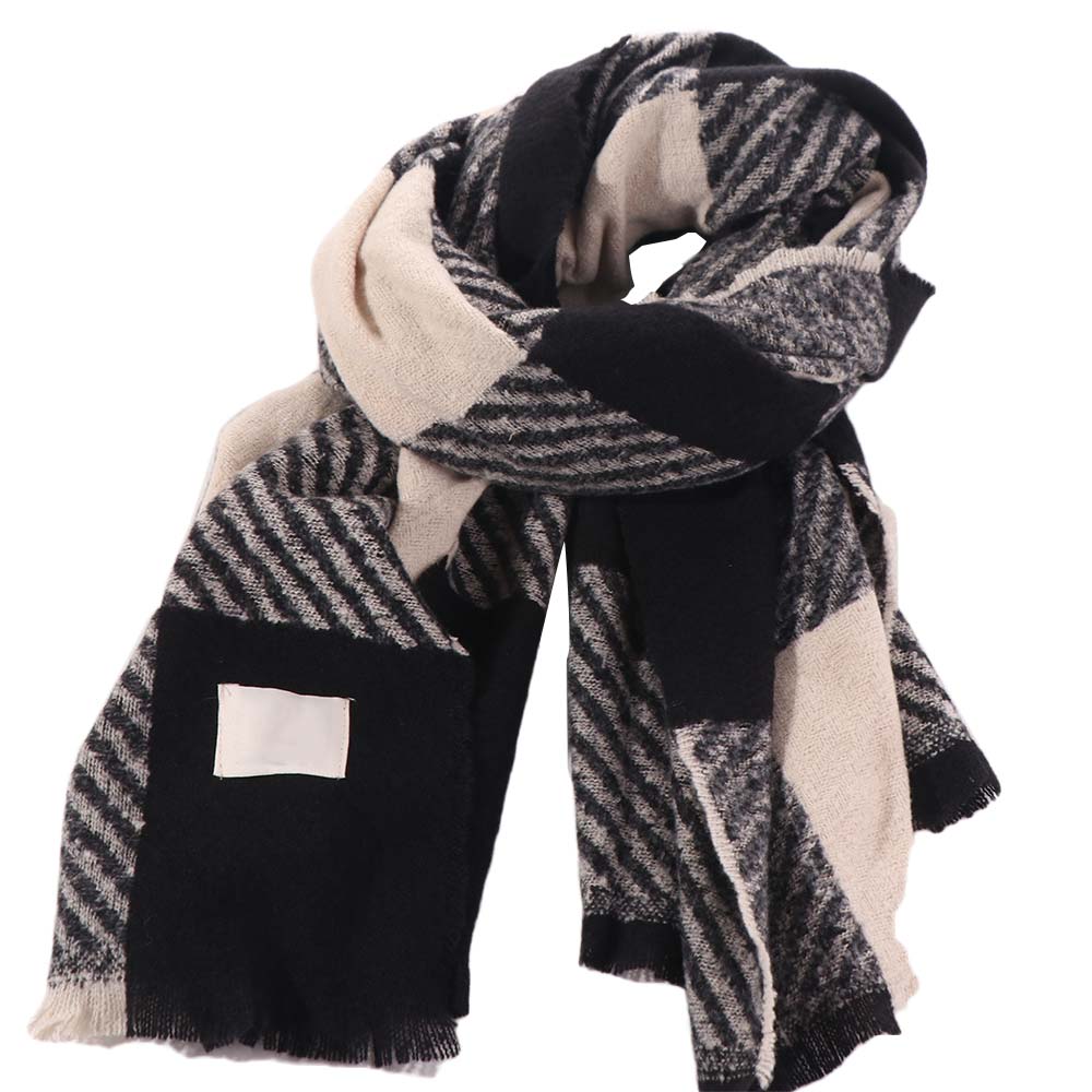 Thicken Winter Men's Scarf Casual Checkered Scarf Fashion Striped Plaid Scarf Gifts