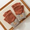 Warm Gloves Female Autumn and Winter Riding Cute Winter Student Five-finger Knitting Winter Can Be Divided