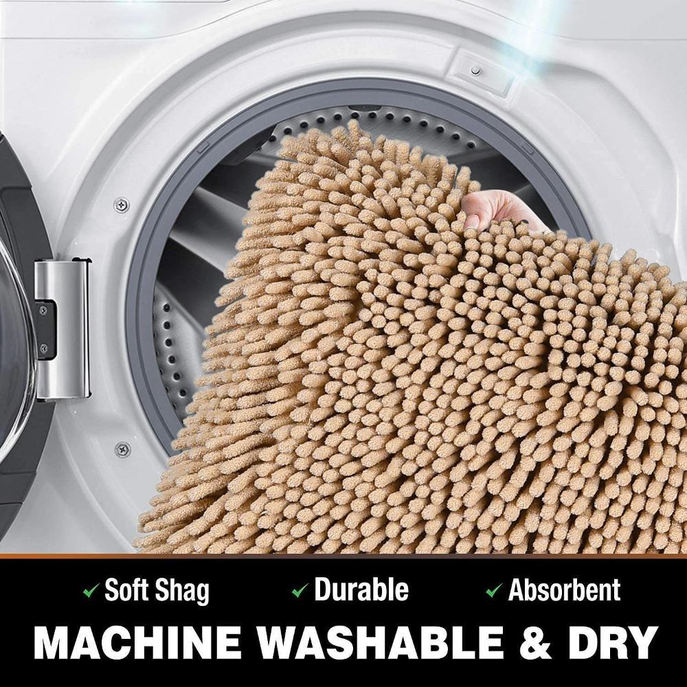 1 Stück 40*60cm Kamelfarben Weicher und Saugfähiger Chenille Badteppich Rutschfest Schnelltrocknend Duschteppich für Zuhause Badezimmerteppich Badematten