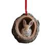 Owl Raccoon Christmas Ornament 2D Printed Acrylic Hanging Decor for Tree Festive Animal Tree Pendant