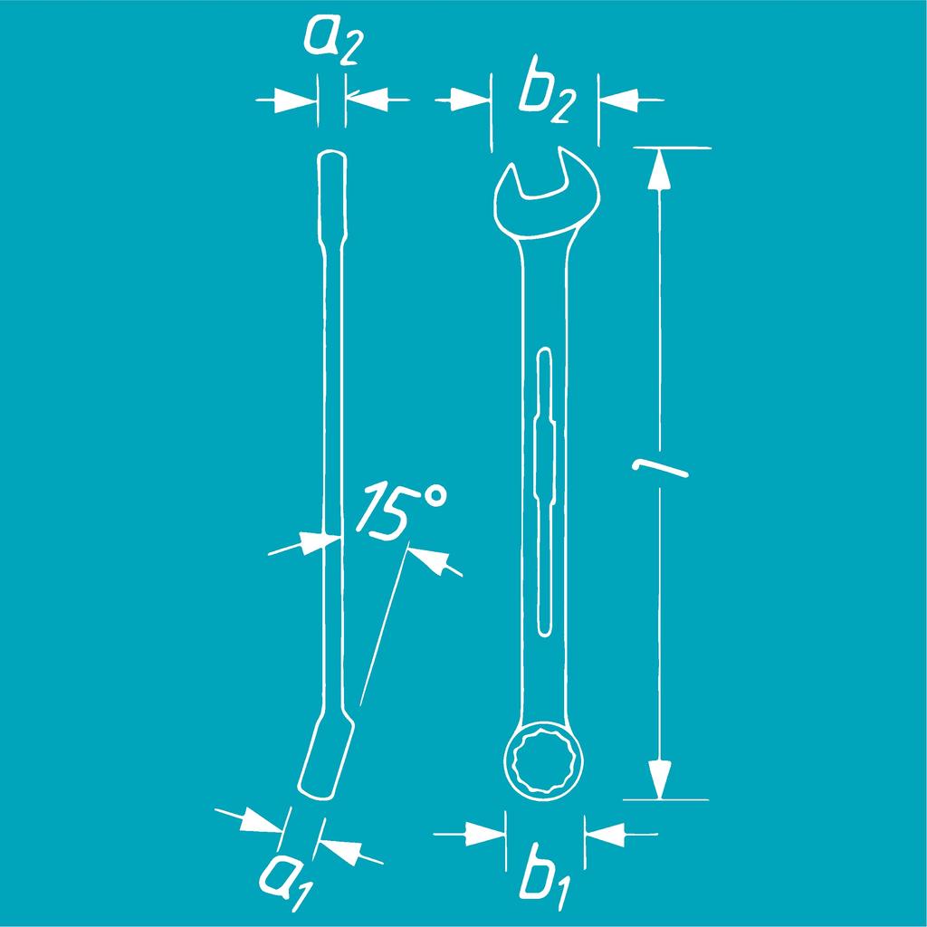 HAZET Combination Chrome Head Double Hex Outer 10mm Flat HAZET Double T Profile Unit Imported from Wrench, Plated, 15° Angle, Diameter, Width,