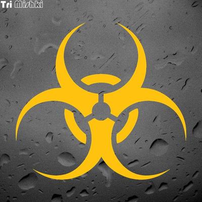 Tri Mishki LBH511 15*13,8 cm Simbol Biohazard Autocolant Auto Galben/argintiu/negru/rosu Vinil Decalcomanii Accesorii pentru motociclete Autocolante