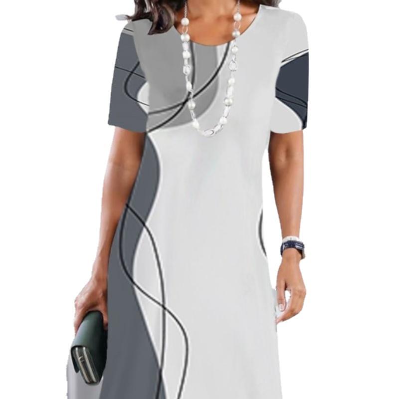 YYFS Kadın Modası Yaz İlkbahar Kısa Kollu O-Boyun Günlük Elbiseler