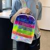 Zaino in PVC trasparente da donna, jelly, a righe, patchwork, laser, borsa da scuola, zaino alla moda per studenti di scuola media, borsa da spiaggia