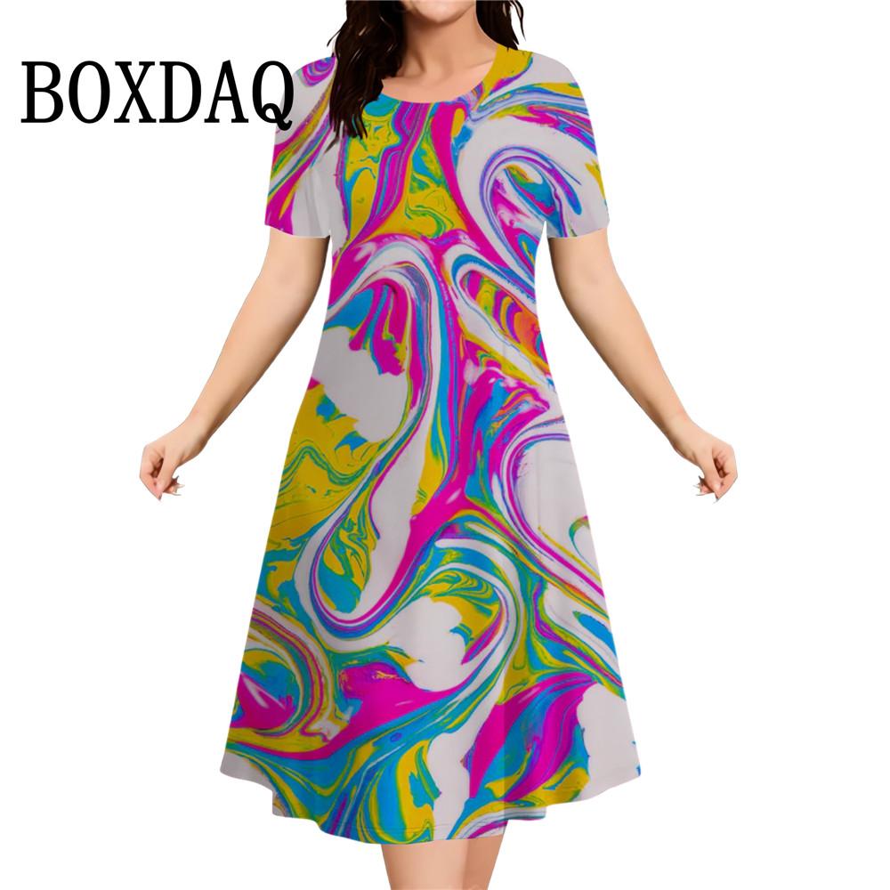 Women's casual fashion short-sleeved printed dress - Summer 2026 style - Elegant dress