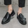 2025 Large Size Business Munk Shoes Men's Solid Color Platform Dress Leather Shoes Korean Version Office Loafers