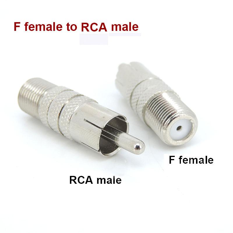 10pcs F Type male Female To RCA Male female jack plug Connector Silver RF Adapter Coax Coaxial Converter metal