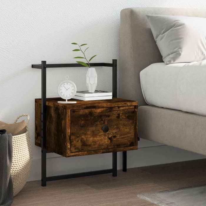 Table de chevet murale - Maison Exclusive - Chêne fumé - 35x30x51 cm - 1 tiroir