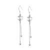 Korean Version of Fashion Temperament Copper-plated Earrings, Women's Earrings, Medium and Long Korean Version of Fashion Flower Fringed Ear Jewelry