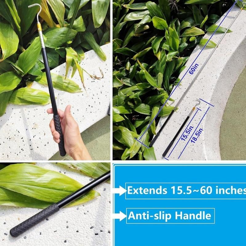 Awning Telescopic Rod Metal Rod Retractable Awning Opener Multifunctional Pull Rod With Rubber Handle Portable