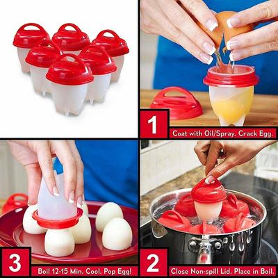 1 Satz Silikon Eierkocher Eieruhr Pochierer Hartgekochter Kocher Boiler Küche Eierform Tassen Schüsselringe Antihaft Eierdämpfer