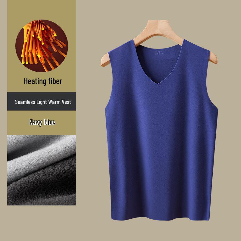 Vestă călduroasă de catifea cu căptușeală de lână pentru bărbați - Strat de bază gros de iarnă pentru bărbați de vârstă mijlocie și vârstnici