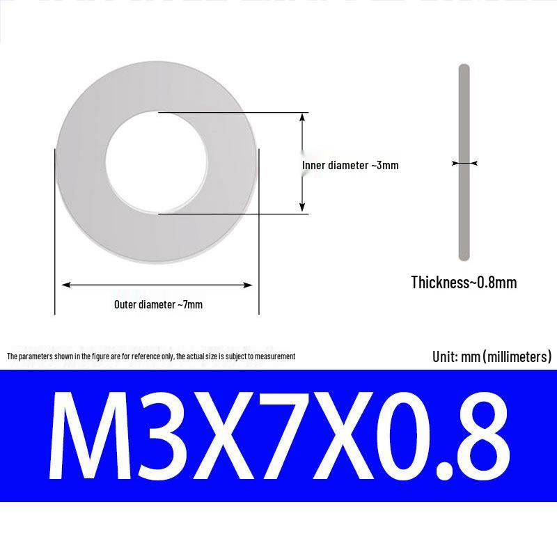 304 Stainless Steel Ultra-Thin Flat Washer, Thickness: 0.1/0.2/0.3/0.4/0.5 Mm, Sizes M1-M8