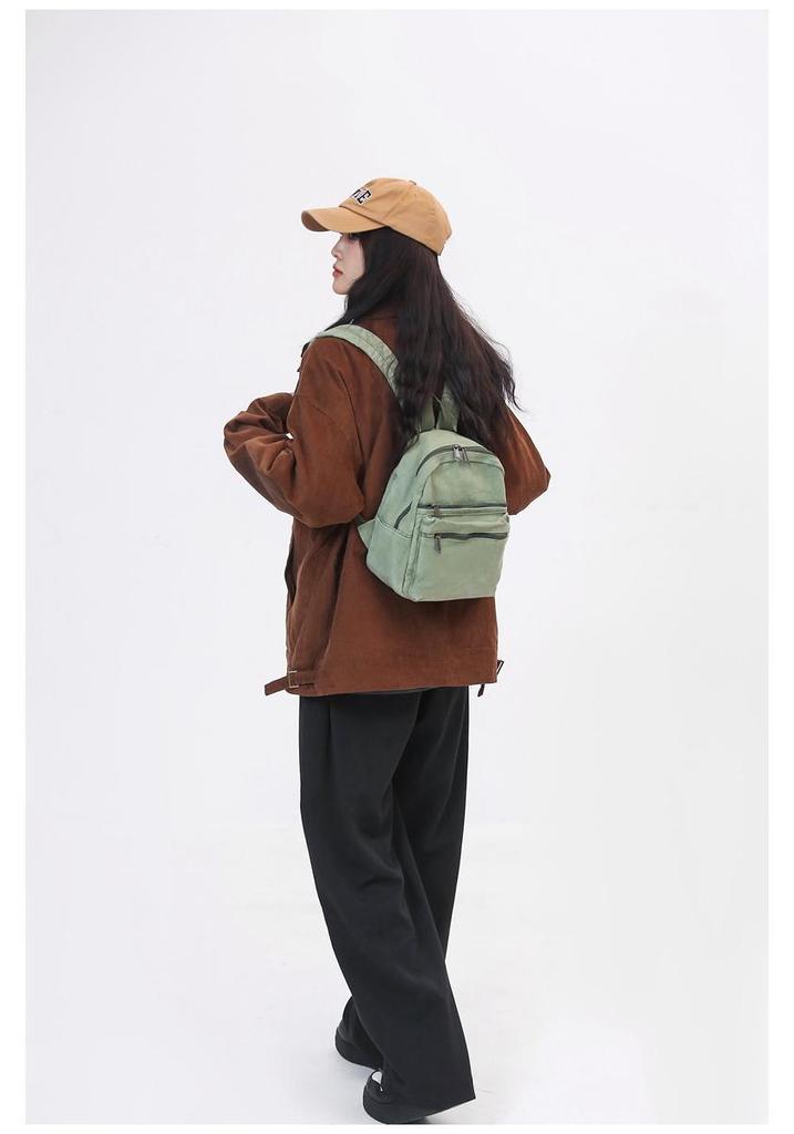 Damen Retro Gewaschene Canvas Handtasche Schultertasche - Lässiger Leichter Rucksack für Studenten