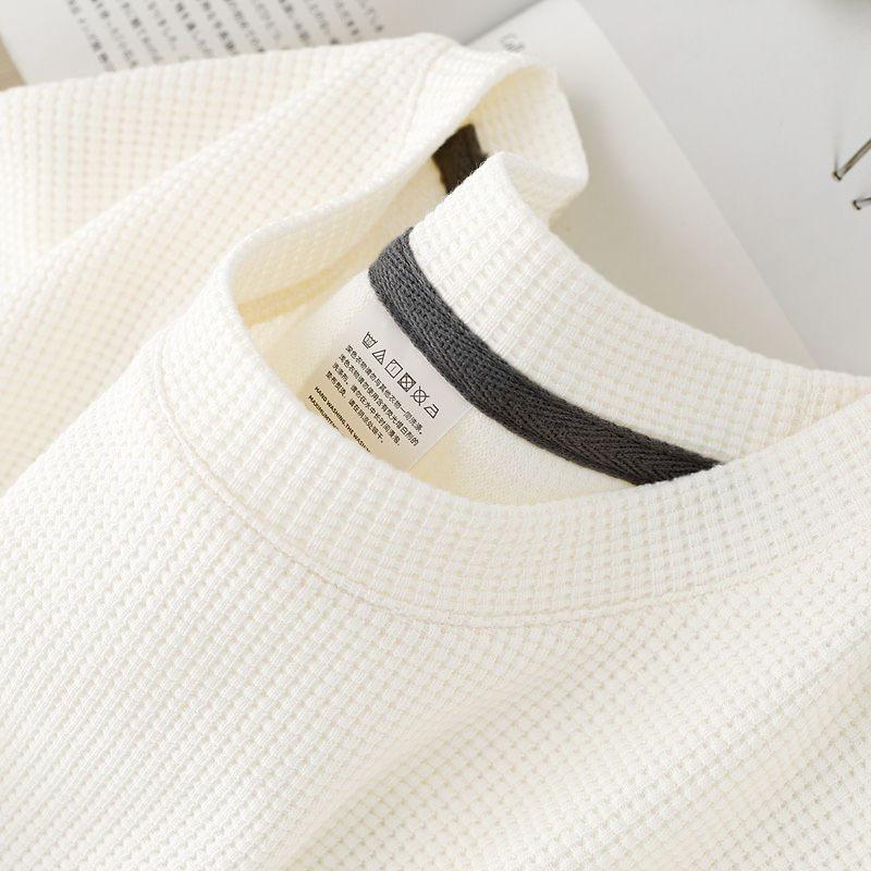 

Мужская летняя вафельная футболка с круглым вырезом и короткими рукавами. Удобный дышащий топ с короткими рукавами для повседневной носки. XXL белый