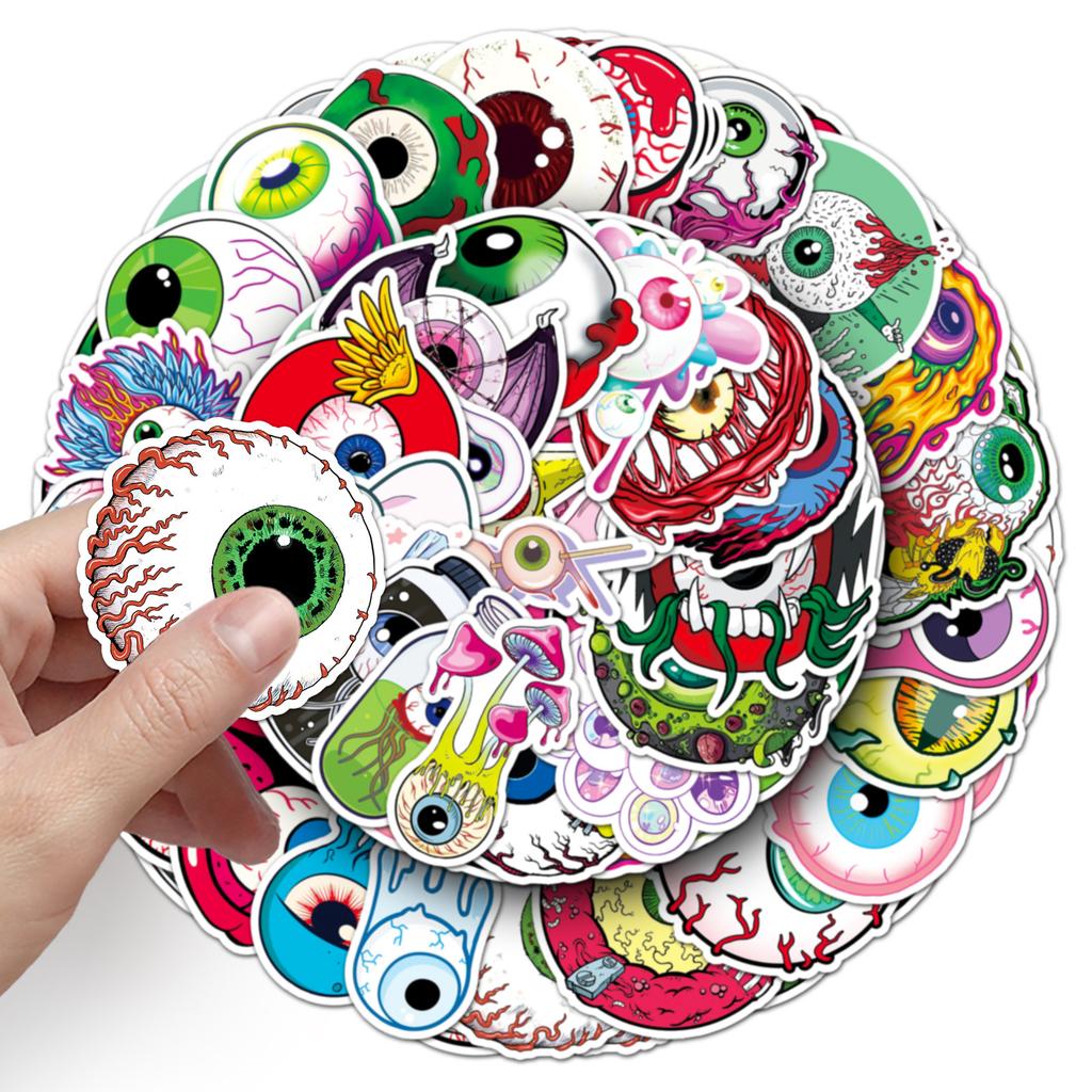 50 Eyeball Graffiti Stickers Personality Horror Trend Cool Play Decorative Mobile Phone Case Water Cup Skateboard Stickers