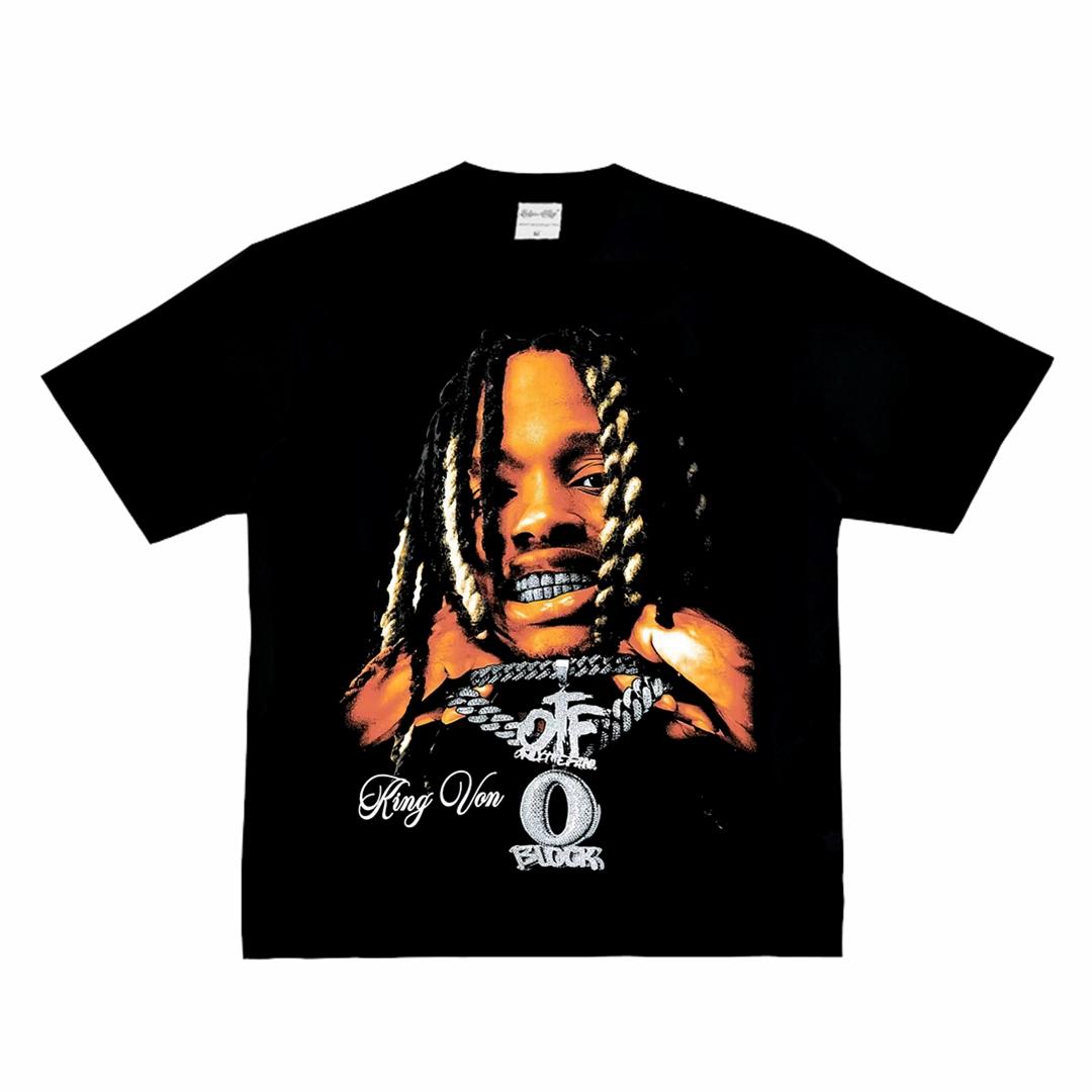 

Lil Durk King Von Кулон Принт Футболка Хлопок Уличная Культура Хип-Хоп Стритвир Унисекс Винтаж Мерч Рэпера Свободные Футболки S