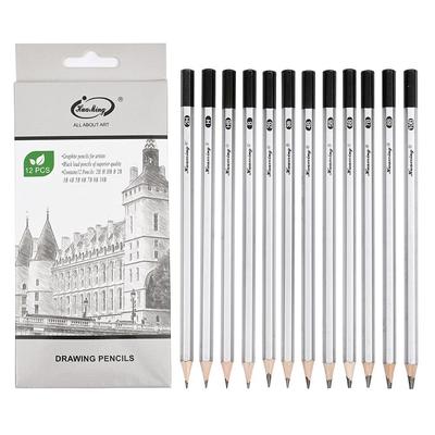 12-Piece Sketch Pencil Set: 2H, HB, 2B, 3B, 4B, 5B, 6B, 7B, 8B, 10B - Ideal for Art Students & Sketching