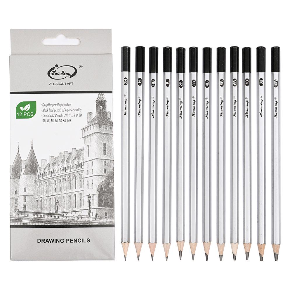 

12-Piece Sketch Pencil Set: 2H, HB, 2B, 3B, 4B, 5B, 6B, 7B, 8B, 10B - Ideal for Art Students & Sketching 2H-10B Set of 12