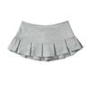 Fusta mini Y2K din țesătură Terry Femei, cu talie joasă, cu pliuri late, gri deschis, sexy, vintage, cu linie A, cu pliuri, o fustă casual de vară