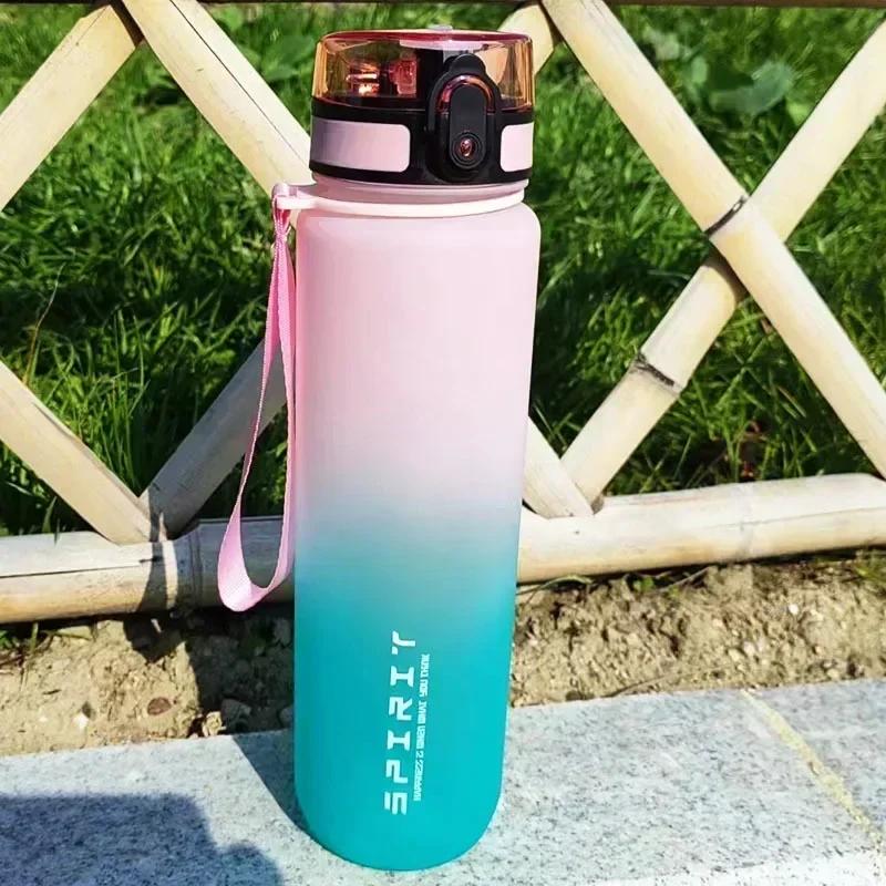 1 Liter Sports Water Bottle Large Capacity Men Women Summer Portable Plastic Bottle for Outdoor Travel Fitness Drinkware