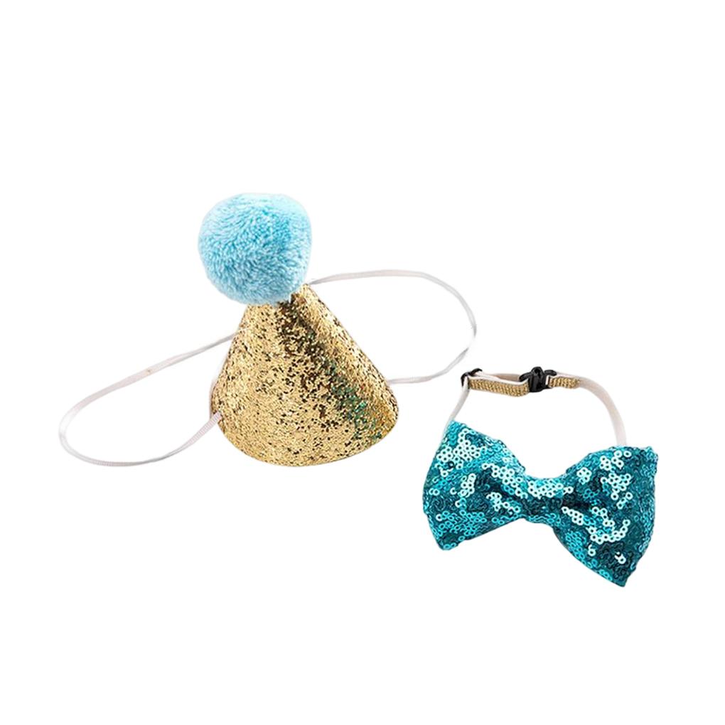 

Pet Glitter Hat Bowknot Set Banquet Wedding Ceremony Animal Costume Kit Photography Photo Prop Clothing Accessories