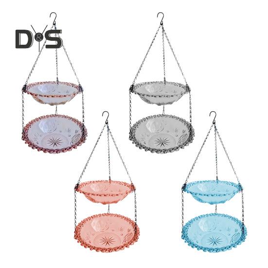 Utendørs hengende fuglebadekar Hummingbird Badekar Duell Layer Wildbird Mateskål for hage Bakgård Patio Dekor