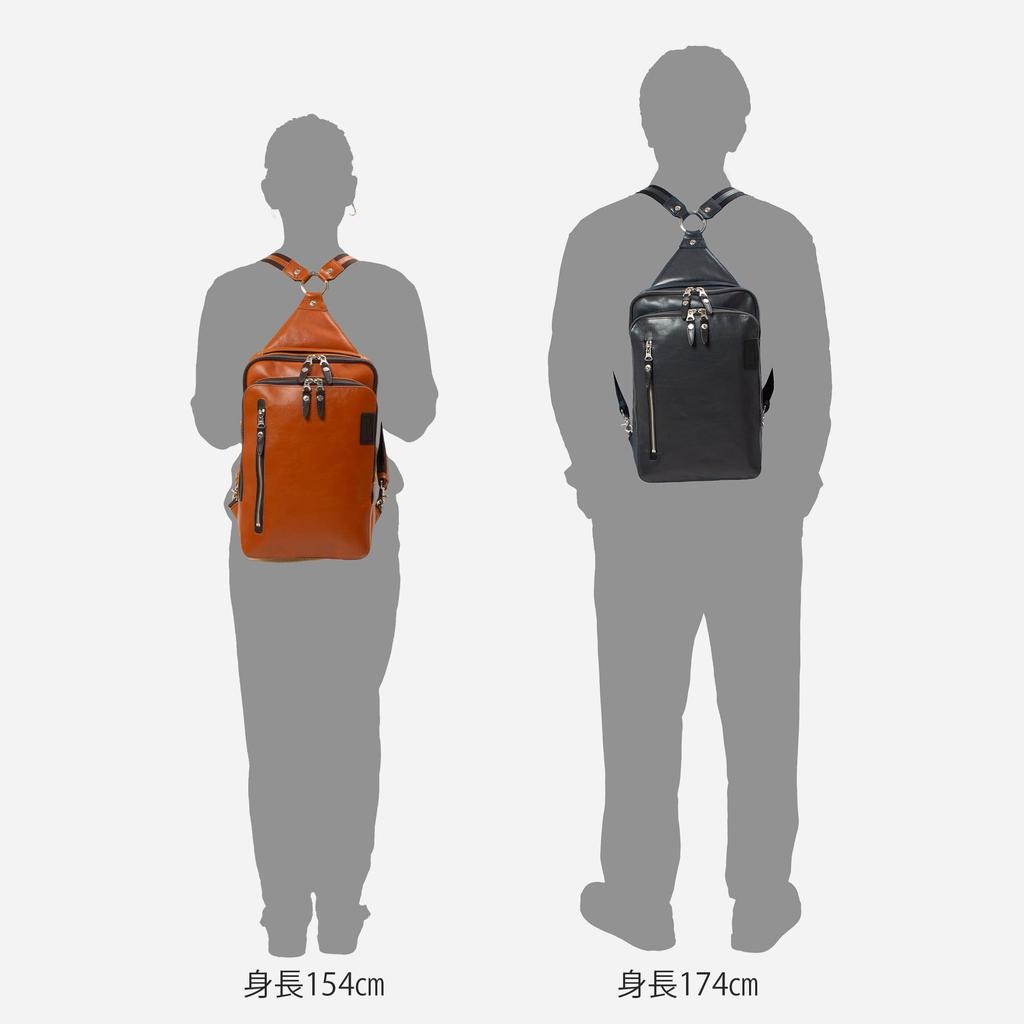 Doubles 2-Way BackpackBody Bag, Genuine Leather, A4 Size, JPU-7464 (Dark Brown)