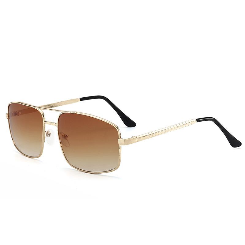 

Men S Fashion New Sunglasses Double Bridge Metal Trendy Sun Glasses Oval Shaped Driving Uv Resistant Glasses Uv400 Eyewear MULTI