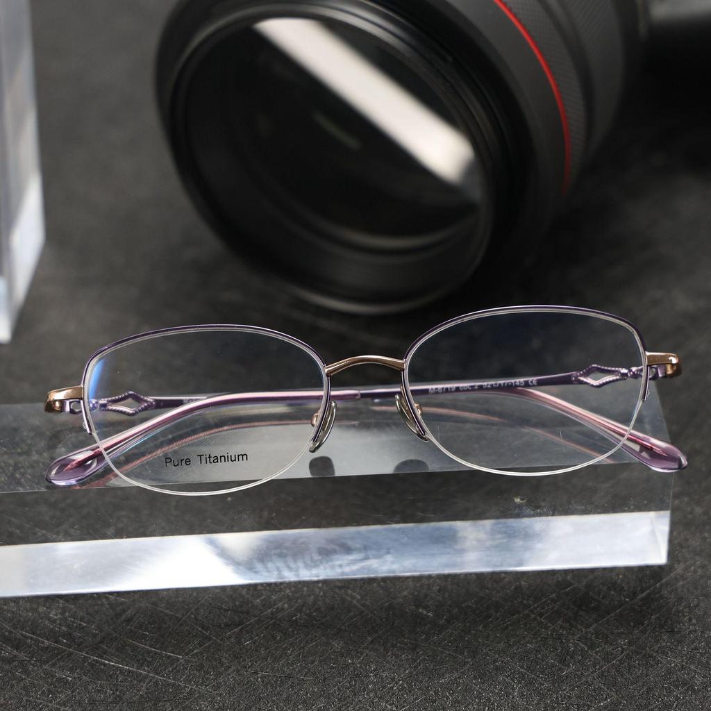 M6719S Retro Semi-Rimless Pure Titanium Eyeglass Frame for Men & Women, Prescription-Friendly for Myopia