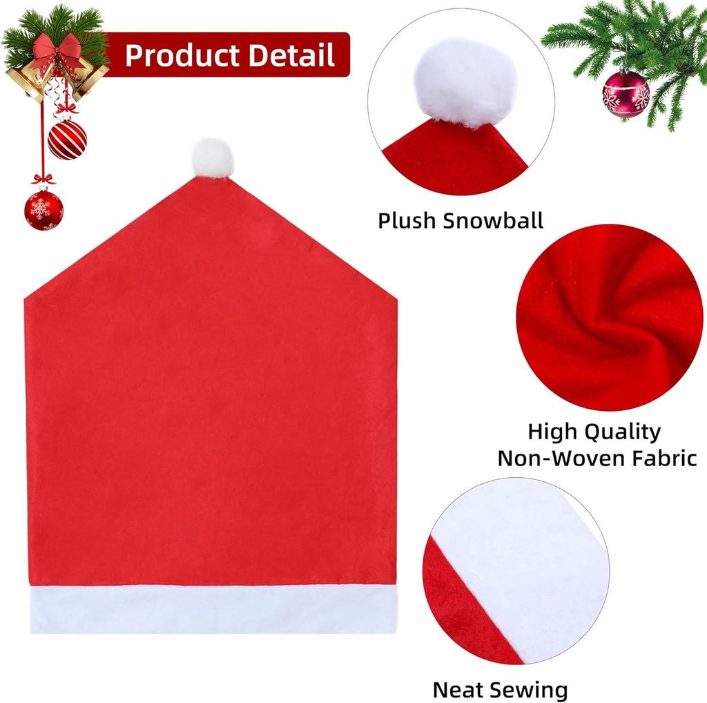 Christmas 4 Piece Decorations Nonwoven Christmas Chair Covers Table Decorations